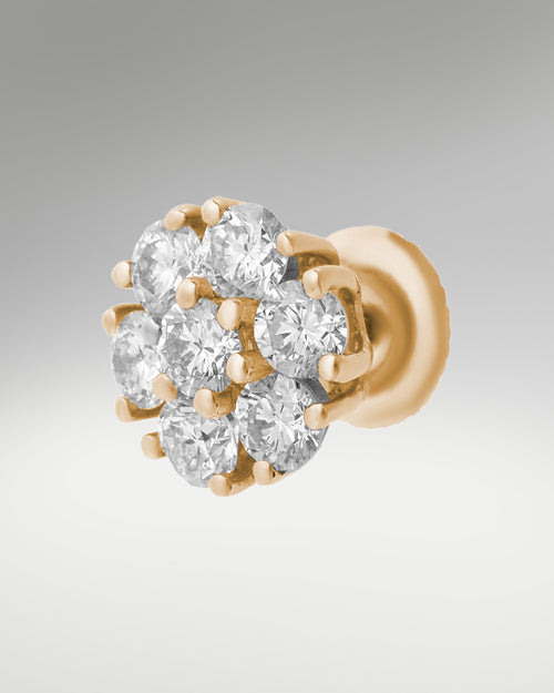14k Yellow Gold Flower Cluster Studs at Lucid Diamond Co.
