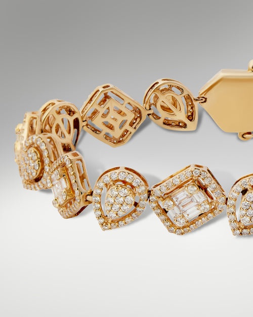 Yellow Gold Multi-Shape Diamond Bracelet | Lucid Diamond Co Dallas, TX