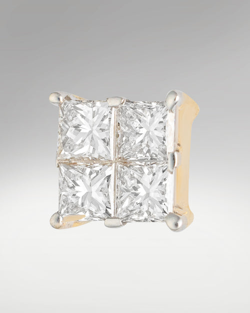 14k Yellow Gold Princess Cut Diamond Square Earrings at Lucid Diamond Co. | Fine Jewelry