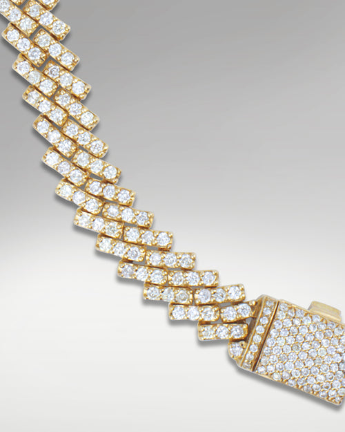 Yellow Gold Straight Edge Diamond Cuban Link Bracelet | Lucid Diamond Co Dallas, Tx