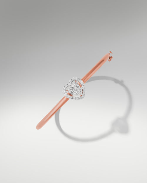 18k Rose Gold Diamond Heart Bangle at Lucid Diamond Co. in Dallas