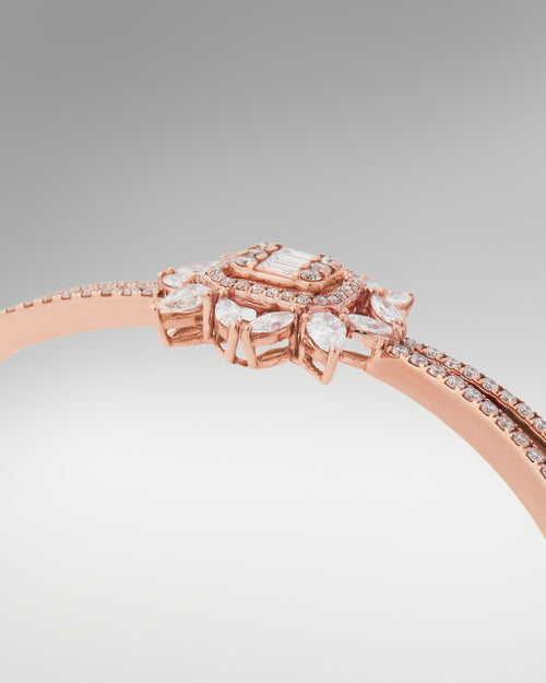 18k Rose Gold Women's Fancy Floral Style Diamond Bangle at Lucid Diamond Co. in Dallas