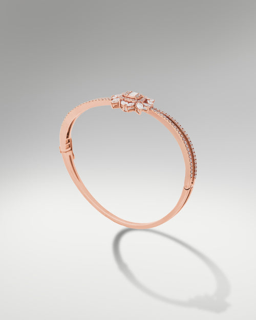 18k Rose Gold Women's Fancy Floral Style Diamond Bangle at Lucid Diamond Co. in Dallas