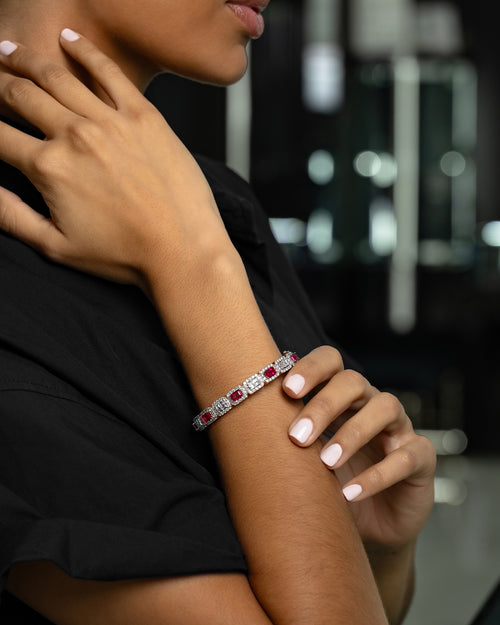 18k Rose Gold Ruby and Diamond Bangle at Lucid Diamond Co. in Dallas