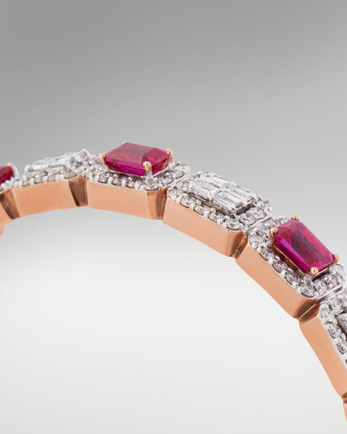 18k Rose Gold Ruby and Diamond Bangle at Lucid Diamond Co. Jewelry