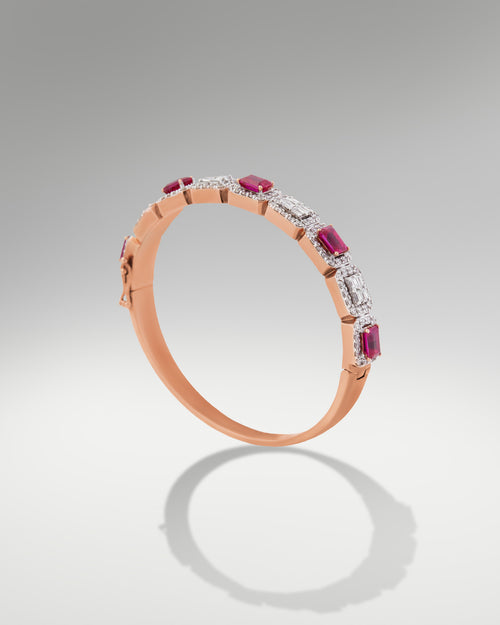 18k Rose Gold Ruby and Diamond Bangle at Lucid Diamond Co. | Fine Jewelry