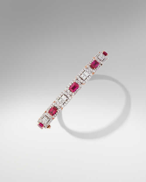 18k Rose Gold Ruby and Diamond Bangle at Lucid Diamond Co. Jewelry