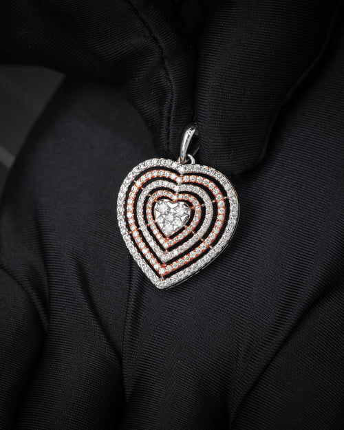 18k Rose & White Gold Heart Pendant at Lucid Diamond Co.
