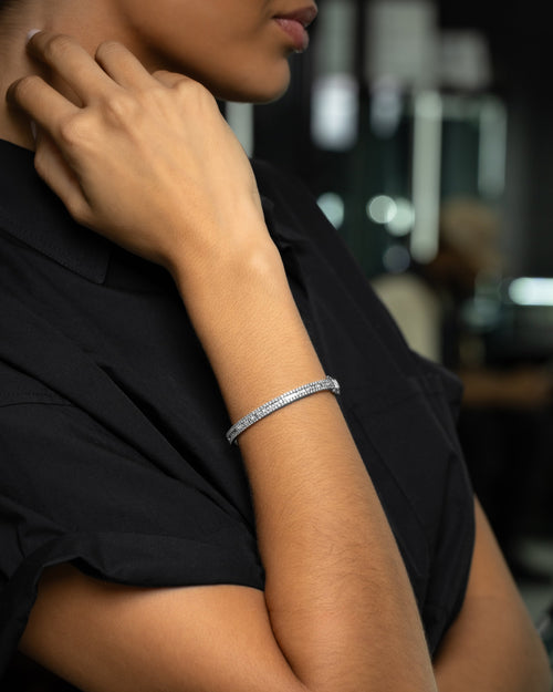 18k White Gold Women's Fancy 2.3ct Diamond Bangle at Lucid Diamond. Co. in Dallas