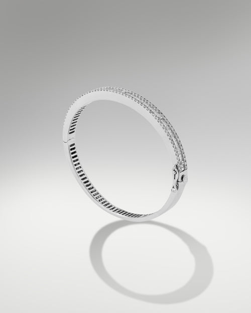 18k White Gold Women's Fancy 2.3ct Diamond Bangle at Lucid Diamond Co. | Fine Jewelry