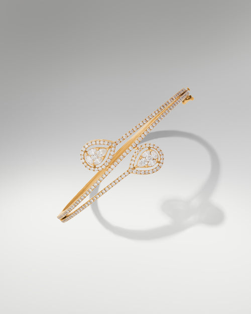 18k Yellow Gold Women's Fancy Diamond Bangle at Lucid Diamond Co. Jewelry