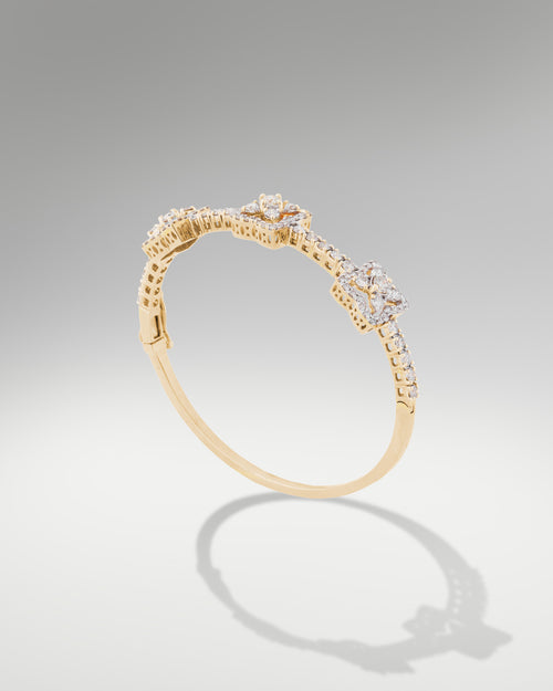 18k Yellow Gold Women's Fancy Flower Diamond Bangle at Lucid Diamond Co. Jewelry