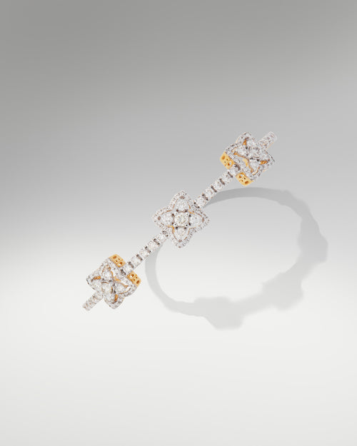 18k Yellow Gold Women's Fancy Flower Diamond Bangle at Lucid Diamond Co. in Dallas