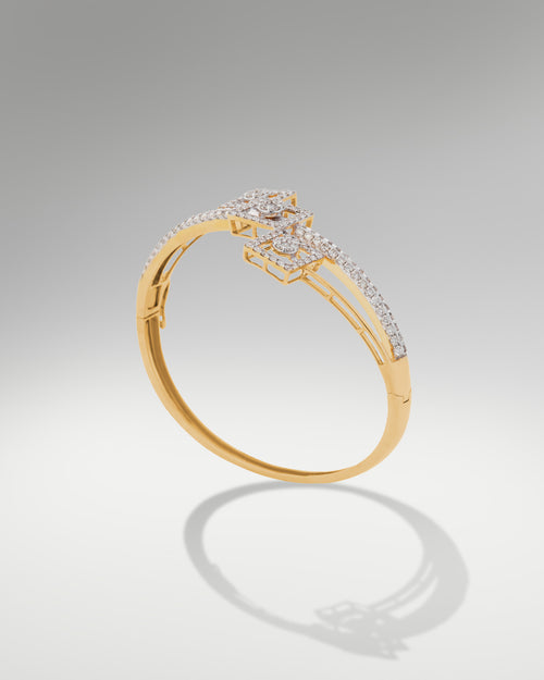 18k Yellow Gold Women's Fancy Art Deco Diamond Bangle at Lucid Diamond Co. in Dallas