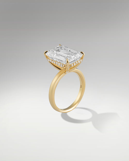 Yellow Gold 9.04ct Emerald Cut Engagement Ring at Lucid Diamond Co. Dallas Fine Jewelry