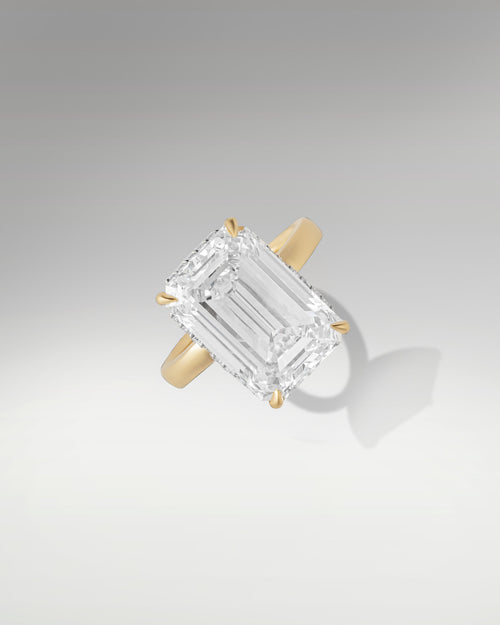 Yellow Gold 9.04ct Emerald Cut Engagement Ring at Lucid Diamond Co. Dallas Fine Jewelry