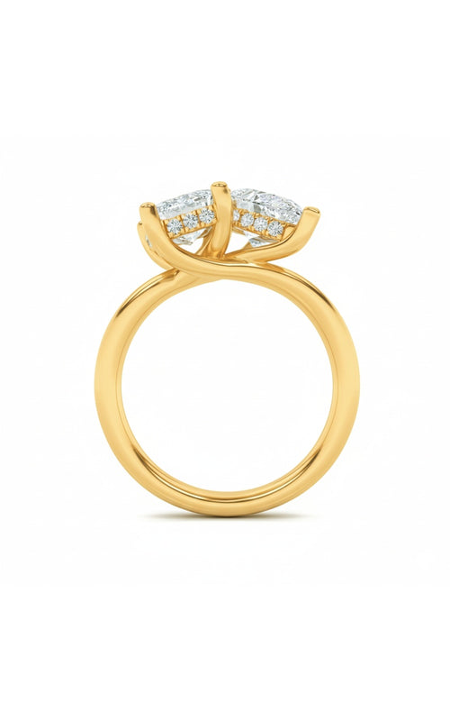 3CTW Emerald Shaped Lab Grown Diamond (F/VS) Toi et Moi Engagement Ring in 14K Gold