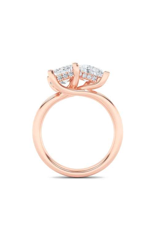 3CTW Emerald Shaped Lab Grown Diamond (F/VS) Toi et Moi Engagement Ring in 14K Gold