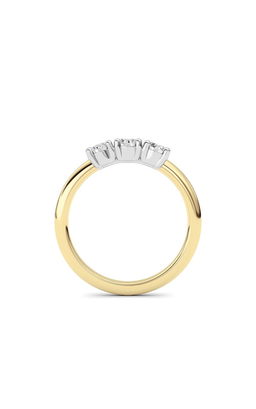 0.75CTW Round Shaped Lab Grown Diamond (F/VS) Three Stone Band Ring in 14K Gold