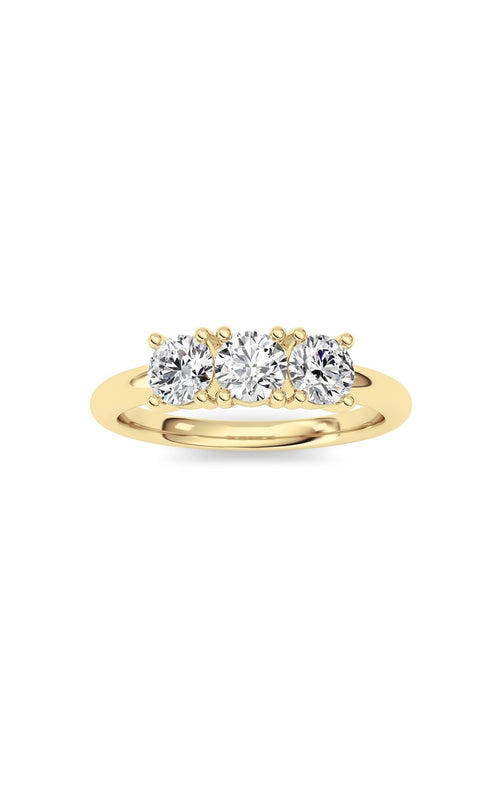 0.75CTW Round Shaped Lab Grown Diamond (F/VS) Three Stone Band Ring in 14K Gold