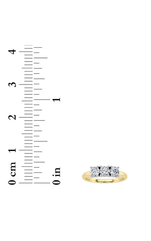 2CTW Round Shaped Lab Grown Diamond (F/VS) Three Stone Band Ring in 14K Gold
