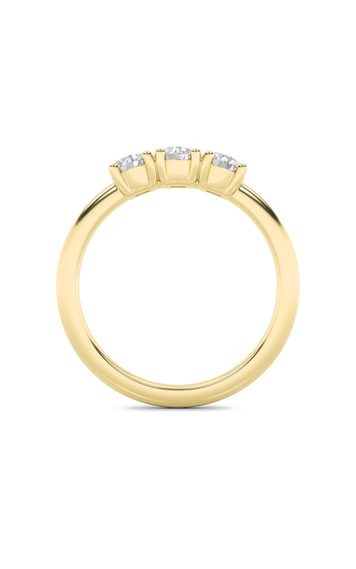 3CTW Round Shaped Lab Grown Diamond (F/VS) Three Stone Band Ring in 14K Gold