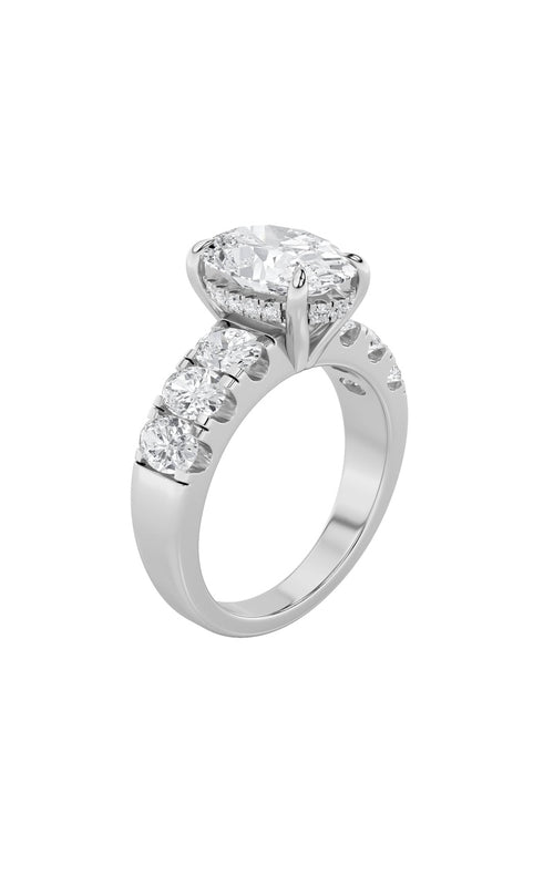 4CTW Oval Shaped Lab Grown Diamond (F/VS) Bold Accented Engagement Ring in 14K Gold