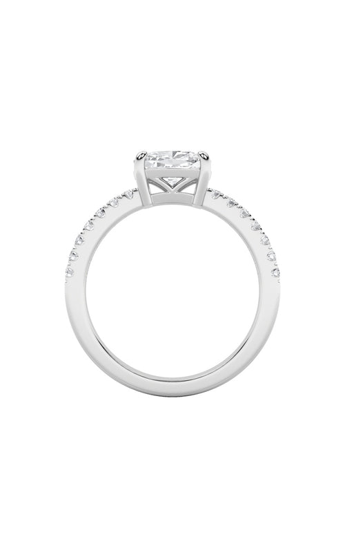 1.5CTW Elongated Cushion Shaped Lab Grown Diamond (F/VS) East West Accented Ring in 14K Gold