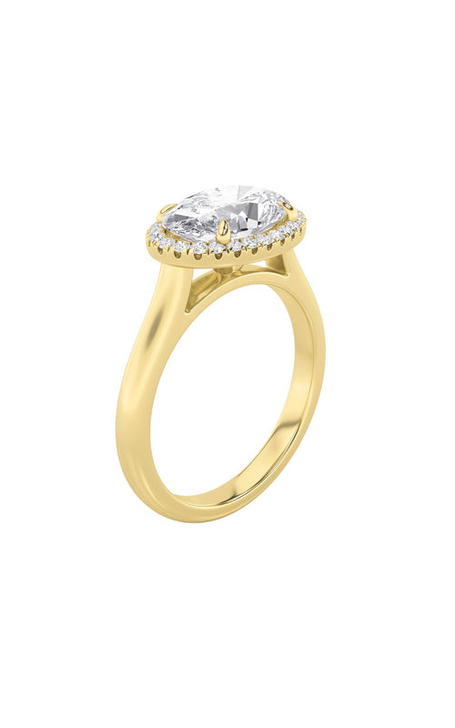 2CTW Oval Shaped Lab Grown Diamond (F/VS) East West Accented Solitaire Ring in 14K Gold