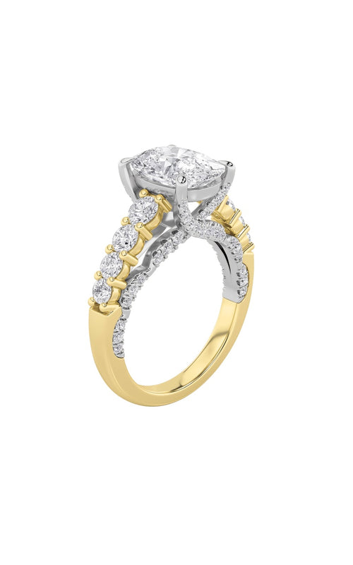 4CTW Elongated Cushion Shaped Lab Grown Diamond (F/VS) Ring in 14K Gold