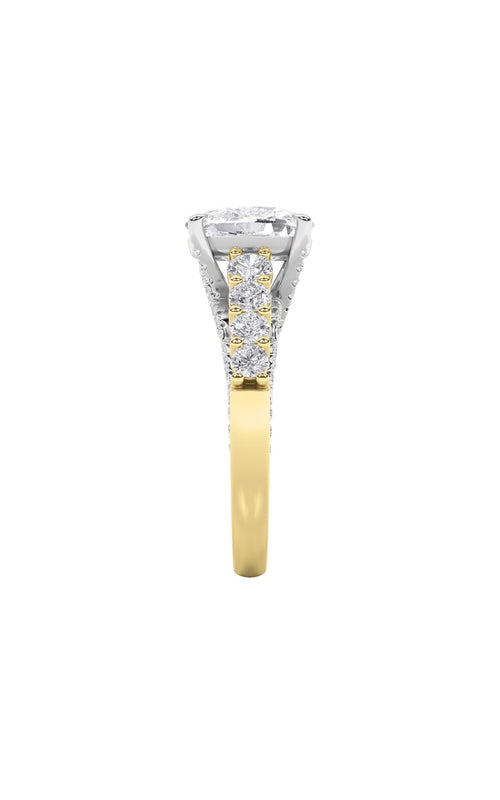 4CTW Elongated Cushion Shaped Lab Grown Diamond (F/VS) Ring in 14K Gold