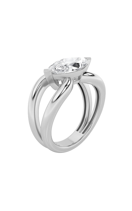 2CTW Marquise Shaped Lab Grown Diamond (F/VS) East West Solitaire Ring in 14K Gold