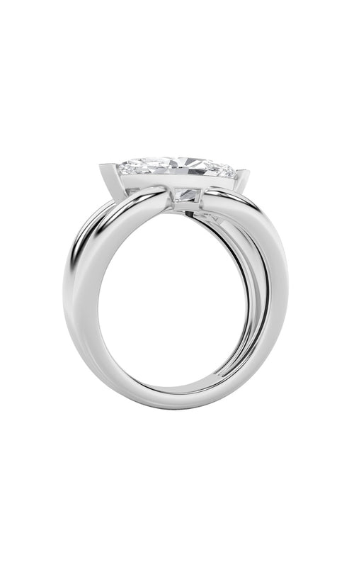 2CTW Marquise Shaped Lab Grown Diamond (F/VS) East West Solitaire Ring in 14K Gold