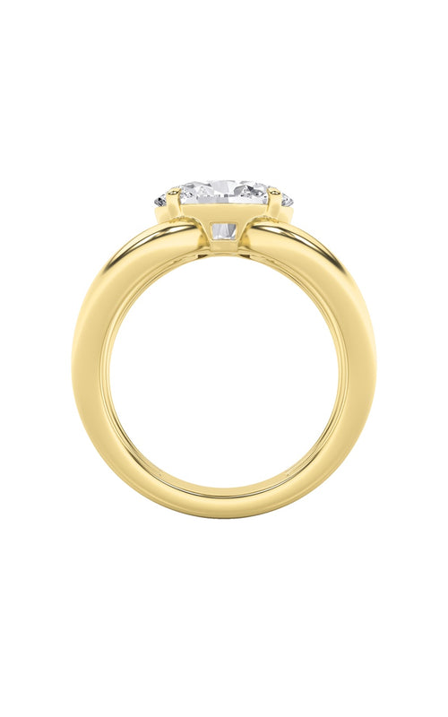 2CTW Oval Shaped Lab Grown Diamond (F/VS) East West Solitaire Ring in 14K Gold
