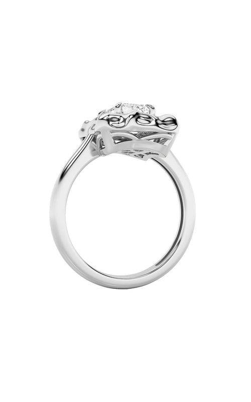 1.5CTW Emerald Shaped Lab Grown Diamond (F/VS) Organic Design Solitaire Ring in 14K Gold