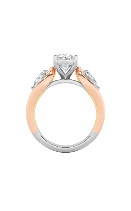 3CTW Oval Shaped Lab Grown Diamond (F/VS) Two Tone Solitaire Engagement Ring in 14K Gold