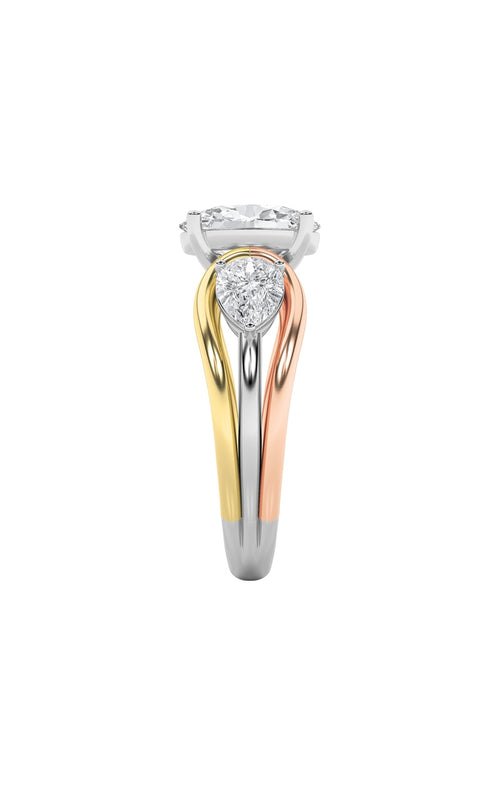 3CTW Oval Shaped Lab Grown Diamond (F/VS) Two Tone Solitaire Engagement Ring in 14K Gold