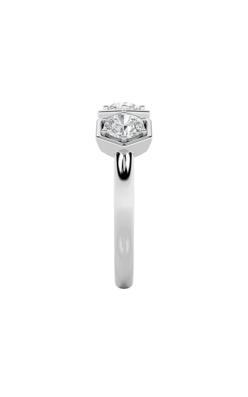 1CTW Round Shaped Lab Grown Diamond (F/VS) Three Stone Ring in 14K Gold