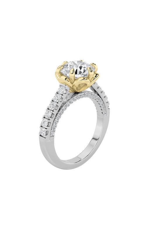2.5CTW Round Shaped Lab Grown Diamond (F/VS) Two Tone Solitaire Engagement Ring in 14K Gold