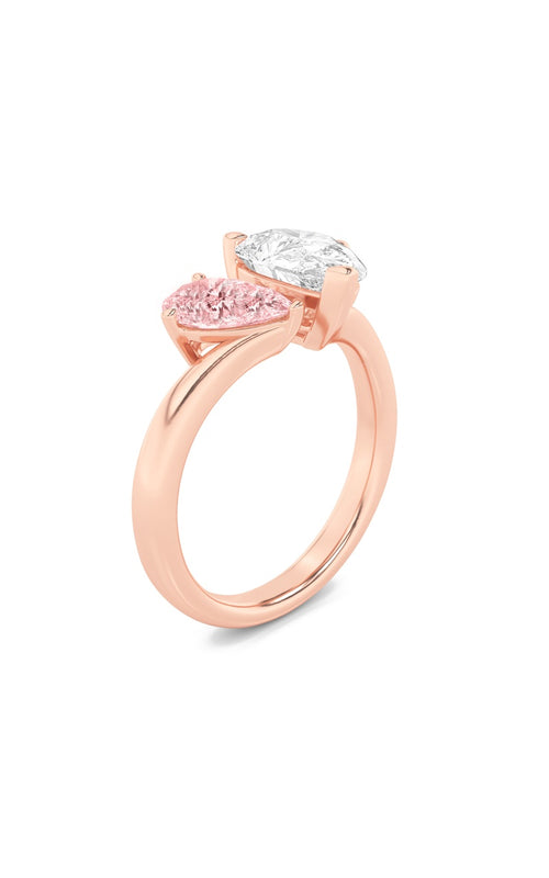 3CTW Pear Shaped Lab Grown Diamond (F/VS) Toi et Moi Engagement Ring in 14K Gold