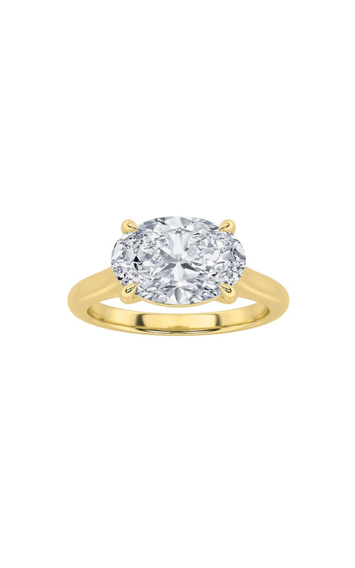 2CTW Oval Shaped Lab Grown Diamond (F/VS) East West Accented Ring in 14K Gold