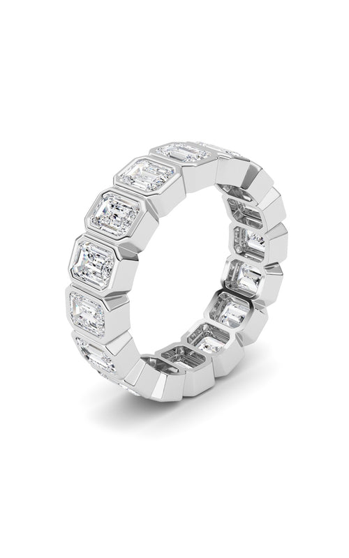 4CTW Emerald Shaped Lab Grown Diamond (F/VS) Eternity Band Ring in 14K Gold