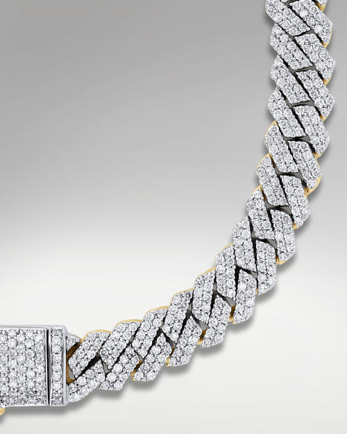 Two Tone Yellow and White Gold Cuban Link Diamond Bracelet | Lucid Diamond Co Dallas, Texas
