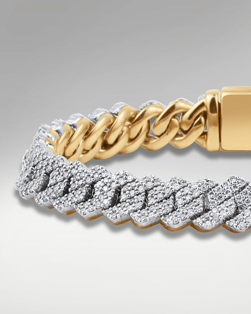 Two Tone Yellow and White Gold Cuban Link Diamond Bracelet | Lucid Diamond Co Dallas, Texas
