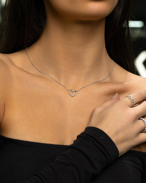 Women's Baguette and Round Heart Shaped Diamond Pendant at Lucid Diamond Co.