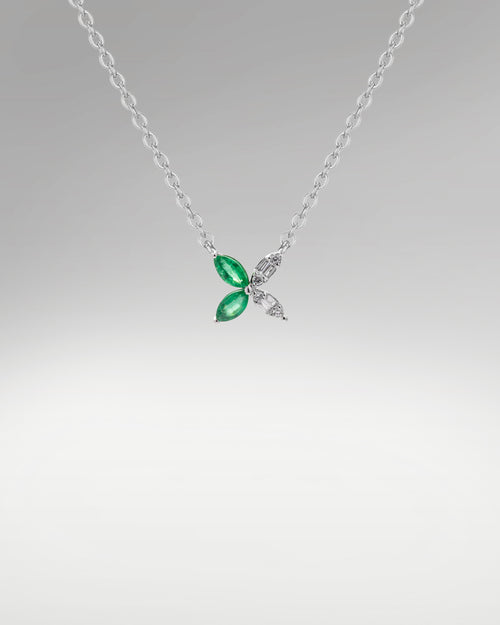 Women's Emerald Butterfly Diamond Necklace at Lucid Diamond Co.