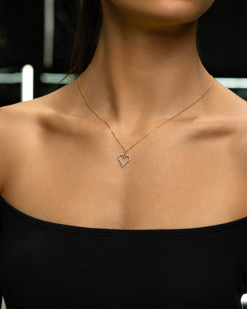 Women's Two Tone Diamond Heart Pendant Necklace | Lucid Diamond Co Dallas, Tx