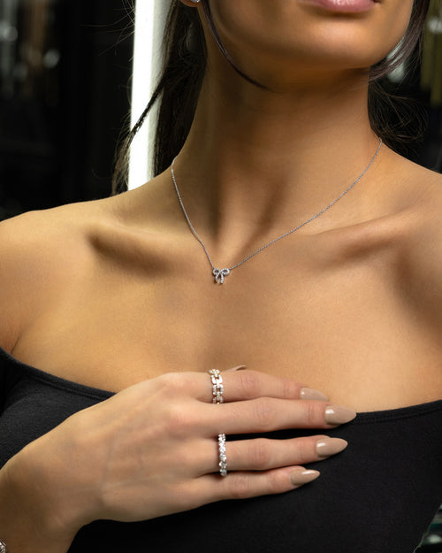 Women's Fancy Ribbon Bow Style Diamond Pendant at Lucid Diamond Co.