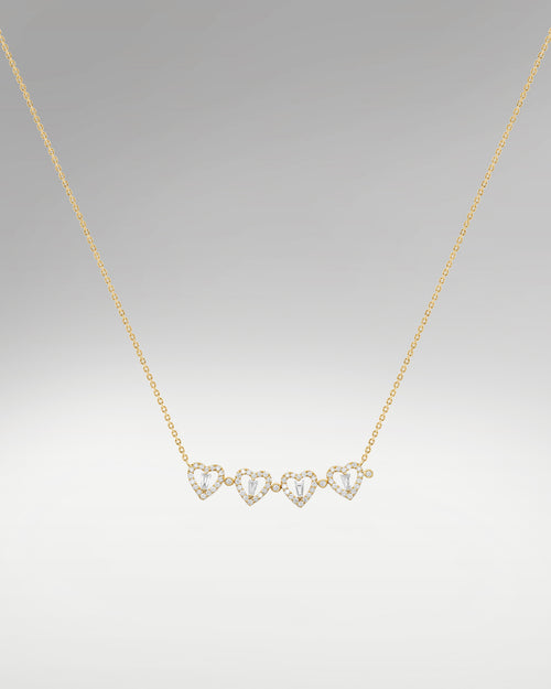 Women's Four Leaf Clover Heart Diamond Necklace | Lucid Diamond Co Dallas, TX