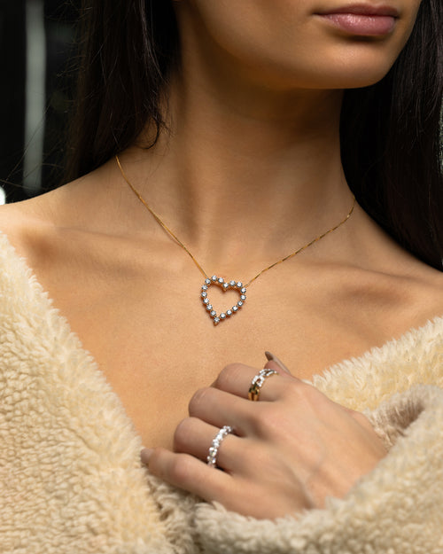 Yellow Gold Heart Shape Diamond Pendant Necklace | Lucid Diamond Co Dallas, Texas